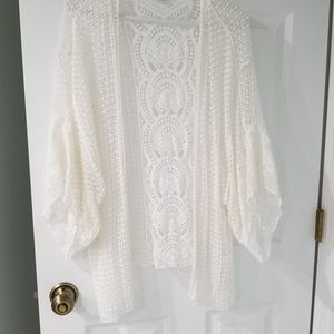 White Summer Lace BOHO Jacket L XL